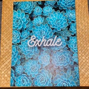 Succulent canvas artwork, teal/indigo blue succulents design, EUC BOGO 🌻